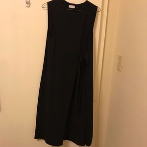 Oak & Fort Black Front-Tie 3/4 Length Tunic Dress